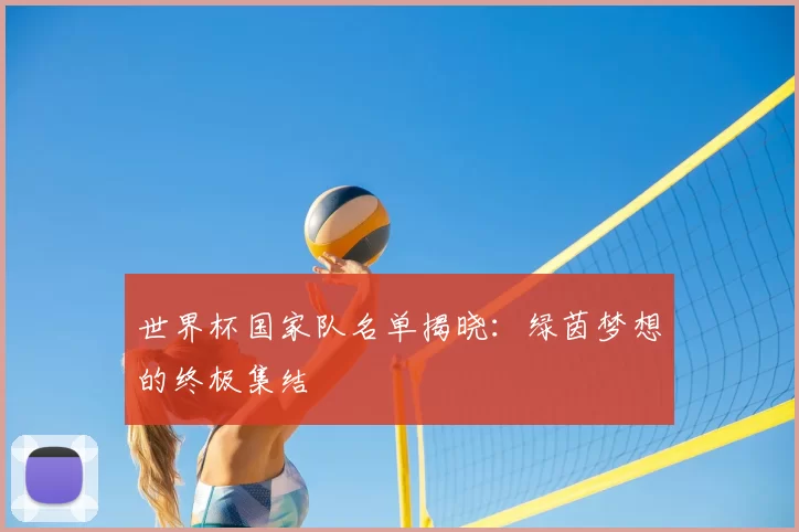 世界杯国家队名单揭晓:绿茵梦想的终极集结